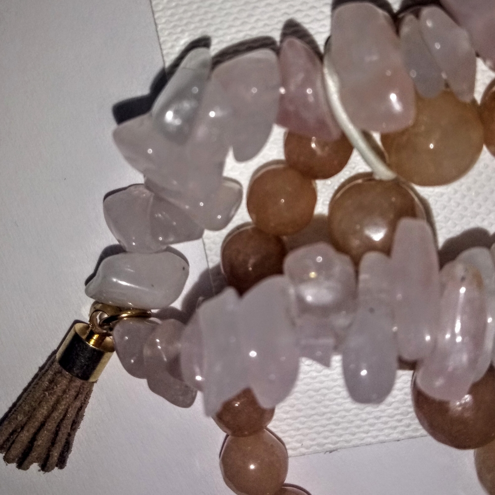 3/$24! Panacea Rose Quartz Druzy Bracelet Set, NWT - Picture 3 of 3